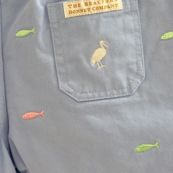 The Beaufort Bonnet Company - Blue Sheffield Shorts with Fish - Boys Size 6 - Picture 3 of 4